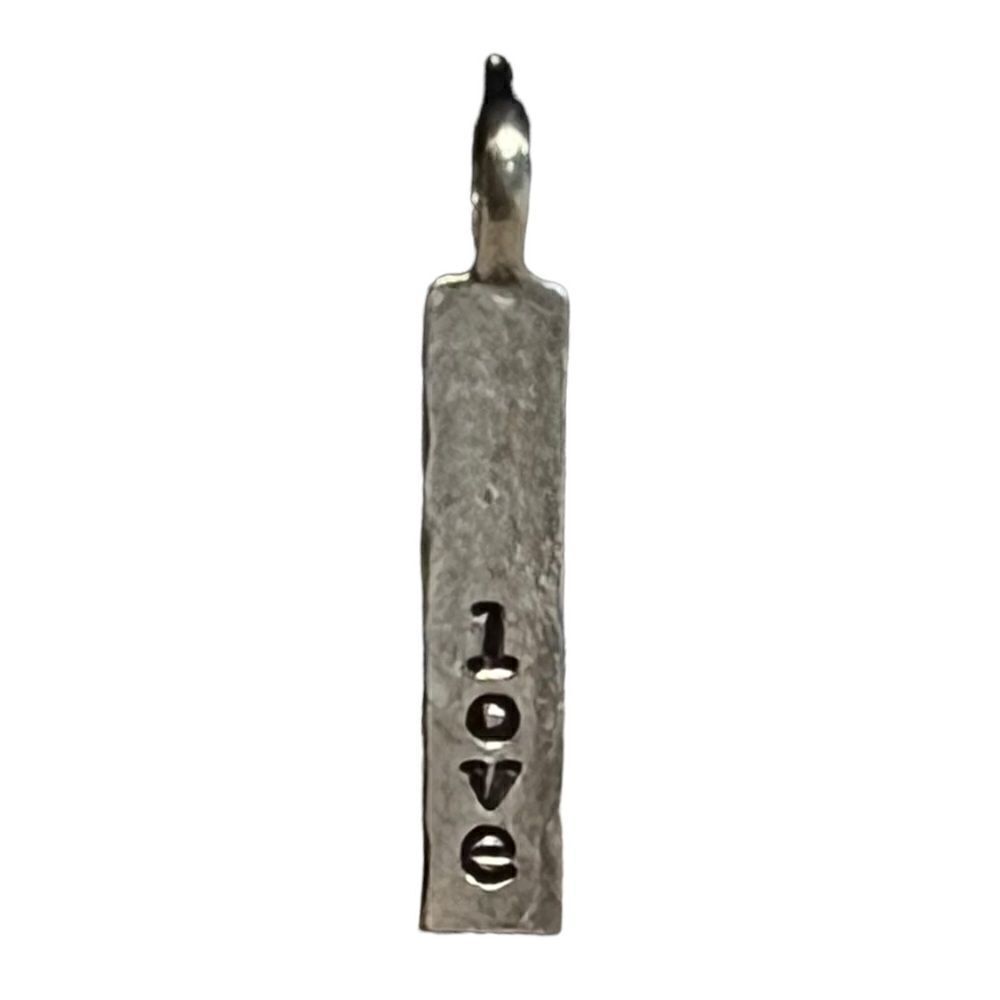 Thirty-One JK Love Rev Stamp Charm Antique Pewter Tone 2" Length New